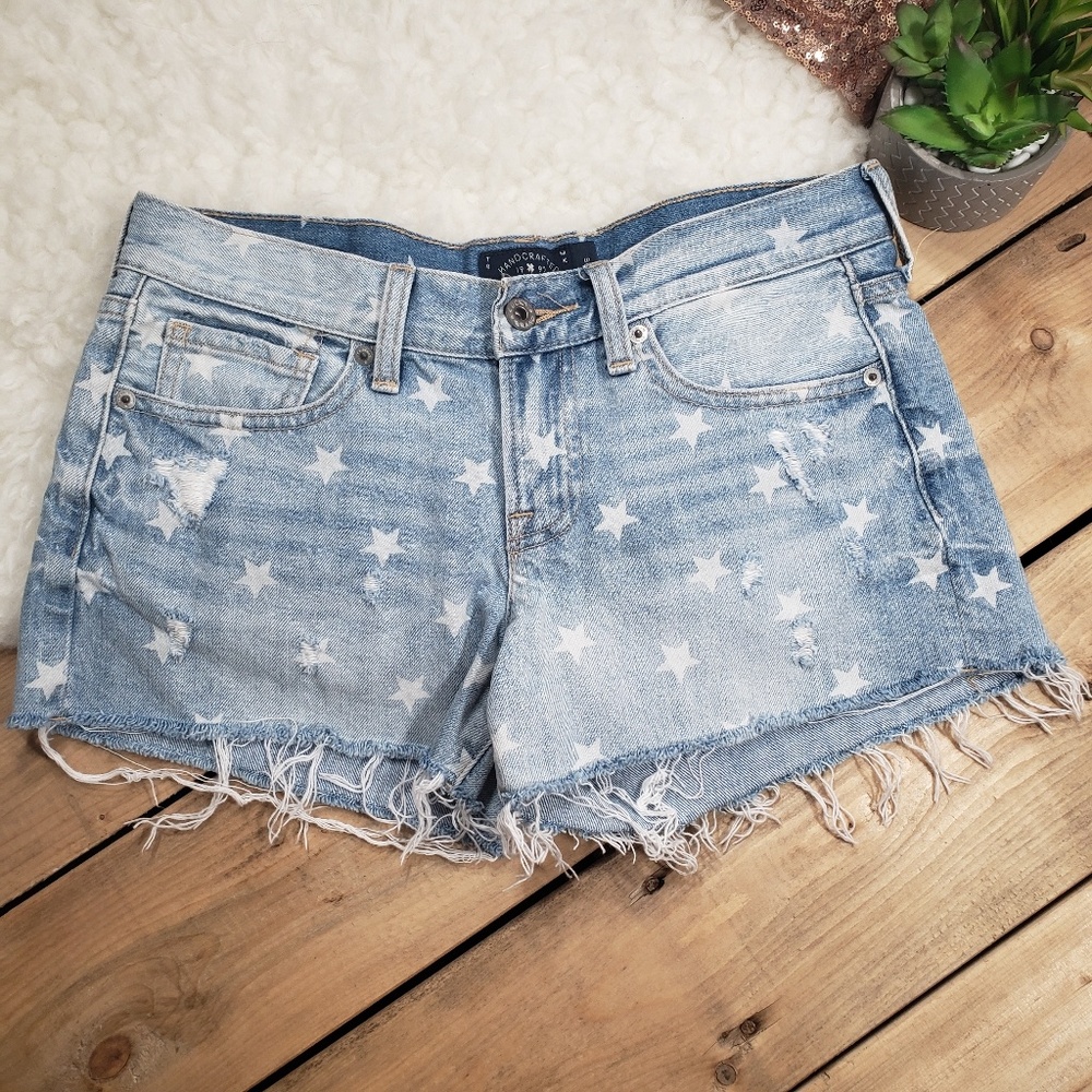 Lucky Brand Star Distressed Denim Cut Off Short 25